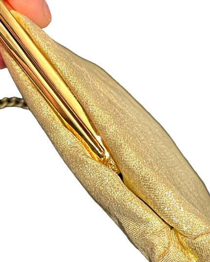 Vintage gold metalic with gold hardware wristlet 1950s