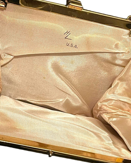 Vintage gold metalic with gold hardware wristlet 1950s