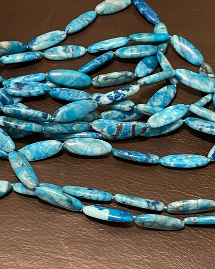 Lucas Lameth LUC 925 CN Triple Strand Long Blue Agate stone Necklace Statement