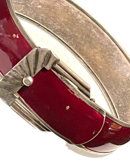 Antique Sterling silver 925 Buckle bangle bracelet purple enamel finish art deco