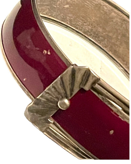 Antique Sterling silver 925 Buckle bangle bracelet purple enamel finish art deco