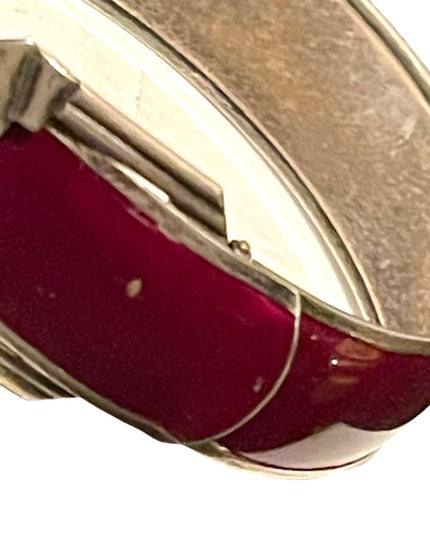 Antique Sterling silver 925 Buckle bangle bracelet purple enamel finish art deco