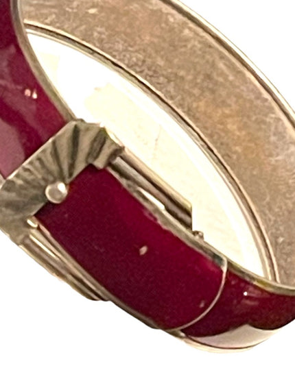 Antique Sterling silver 925 Buckle bangle bracelet purple enamel finish art deco
