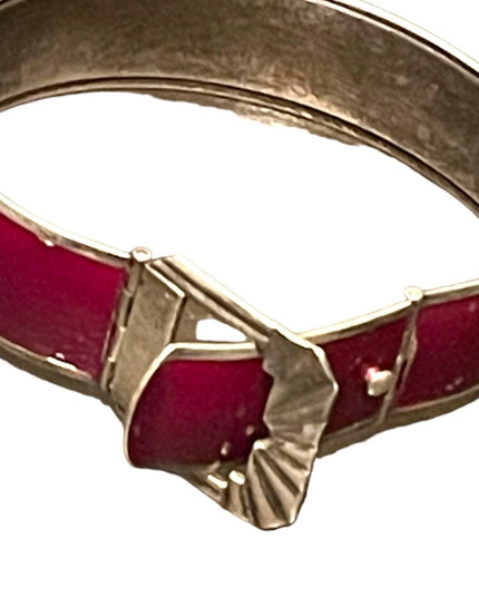 Antique Sterling silver 925 Buckle bangle bracelet purple enamel finish art deco