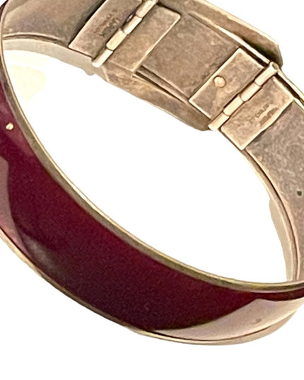 Antique Sterling silver 925 Buckle bangle bracelet purple enamel finish art deco