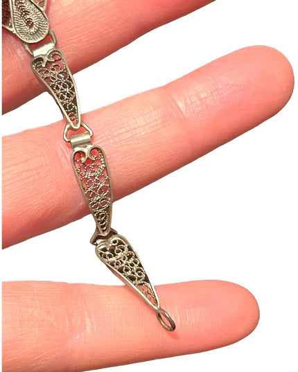 Antique Holland Delft Sterling silver filagree ceramic bracelet