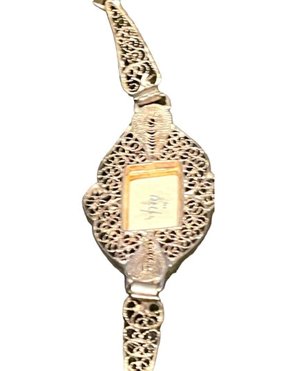 Antique Holland Delft Sterling silver filagree ceramic bracelet