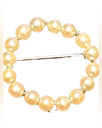 Vintage 12k WG filled fresh Water pearl wreath brooch