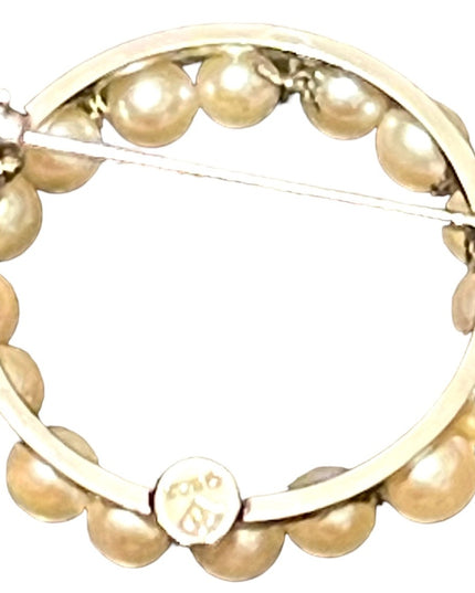 Vintage 12k WG filled fresh Water pearl wreath brooch