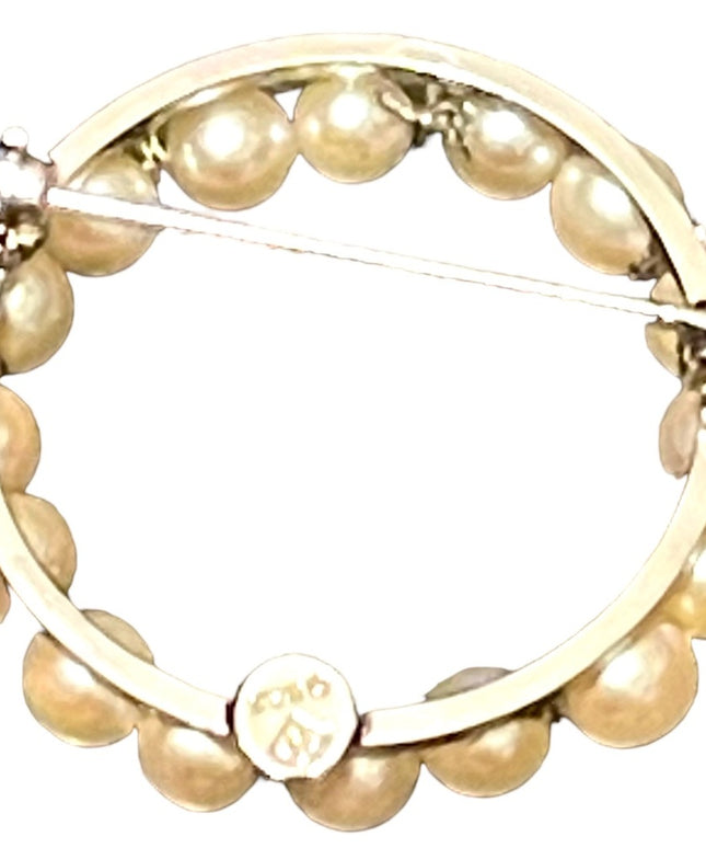 Vintage 12k WG filled fresh Water pearl wreath brooch