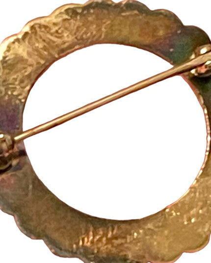 Vintage 1960s Lamoce Gold GF Etched Wreath brooch