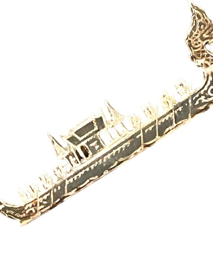 Stunning Antique Sterling Silver 925 Rare Siam Dragon Boat brooch black enamel