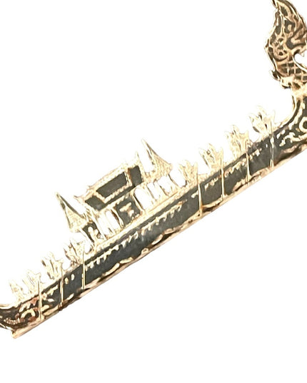 Stunning Antique Sterling Silver 925 Rare Siam Dragon Boat brooch black enamel