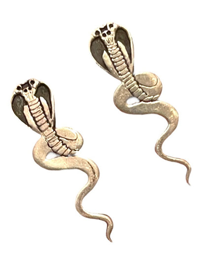 Vintage Artisan Cobra snake Sterling earrings