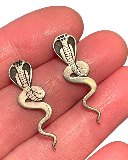 Vintage Artisan Cobra snake Sterling earrings