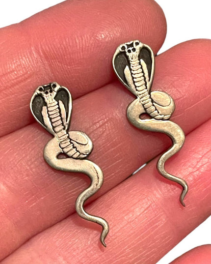 Vintage Artisan Cobra snake Sterling earrings