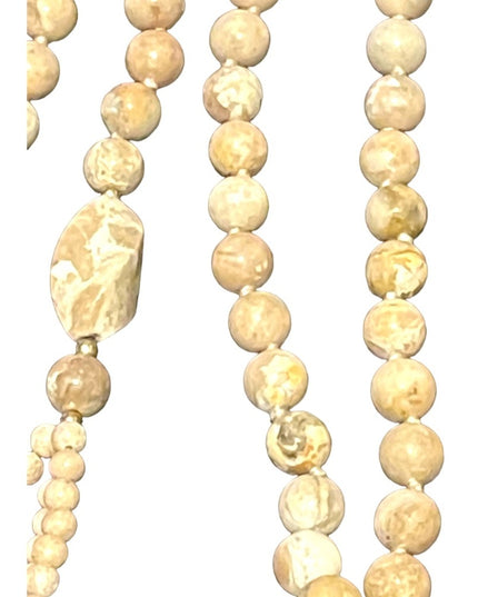 Vintage Chinese river rock stone Elephant pendant beaded hand knotted necklace