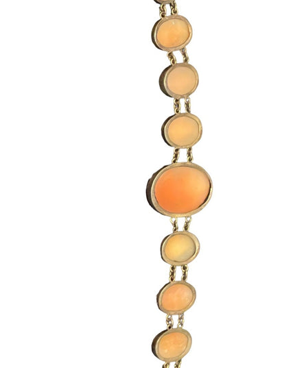 Stunning Antique Art Deco Italy Carved Shell Cameo Link Bracelet 900 GF wash