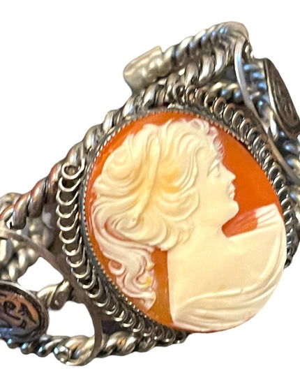 Vintage Lovely Large Resin Cameo realistic look Heavy chunky Bangle