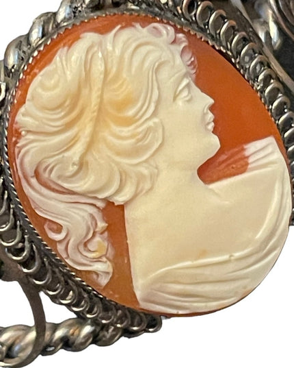 Vintage Lovely Large Resin Cameo realistic look Heavy chunky Bangle