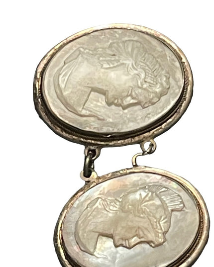 Antique MOP Pearl Hand carved sterling 800 Silver hand carved Cameo Bracelet