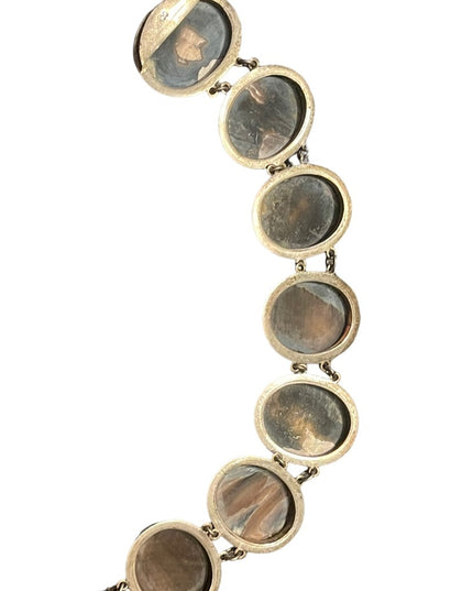 Antique MOP Pearl Hand carved sterling 800 Silver hand carved Cameo Bracelet