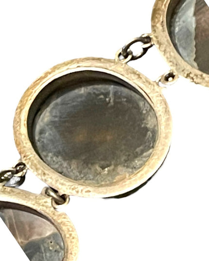 Antique MOP Pearl Hand carved sterling 800 Silver hand carved Cameo Bracelet