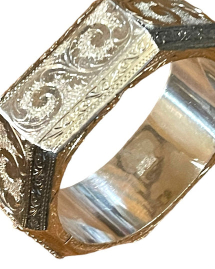Rare Sterling silver etched Victorian 925 Chunky heavy Bangle bracelet Siam