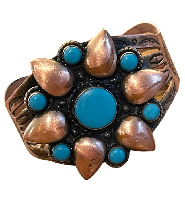 Vintage Bell Trading Post Native Southwestern Copper turquoise Bangle bracelet
