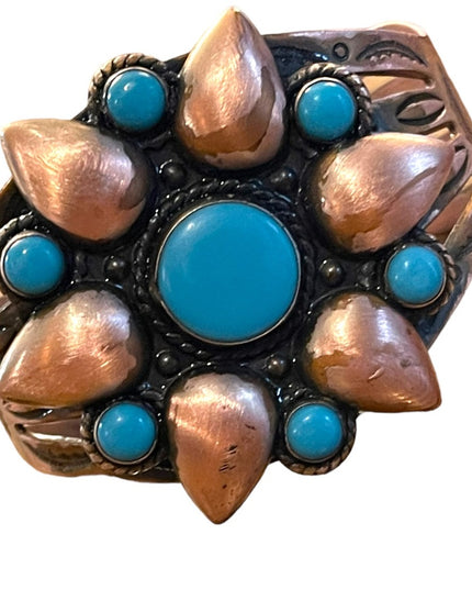 Vintage Bell Trading Post Native Southwestern Copper turquoise Bangle bracelet