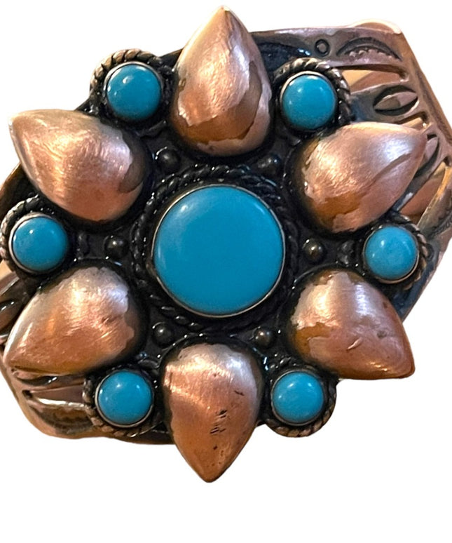 Vintage Bell Trading Post Native Southwestern Copper turquoise Bangle bracelet