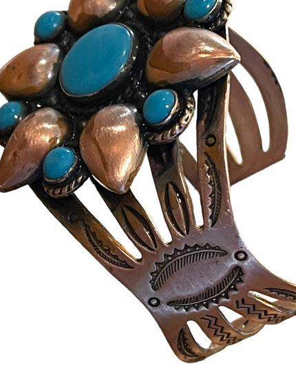 Vintage Bell Trading Post Native Southwestern Copper turquoise Bangle bracelet