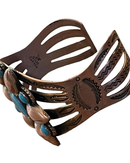 Vintage Bell Trading Post Native Southwestern Copper turquoise Bangle bracelet
