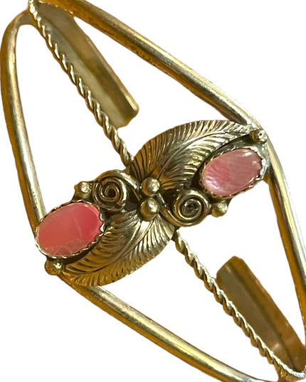 Vintage Native Southwestern Navajo MOP Pearl Bangle bracelet Silver