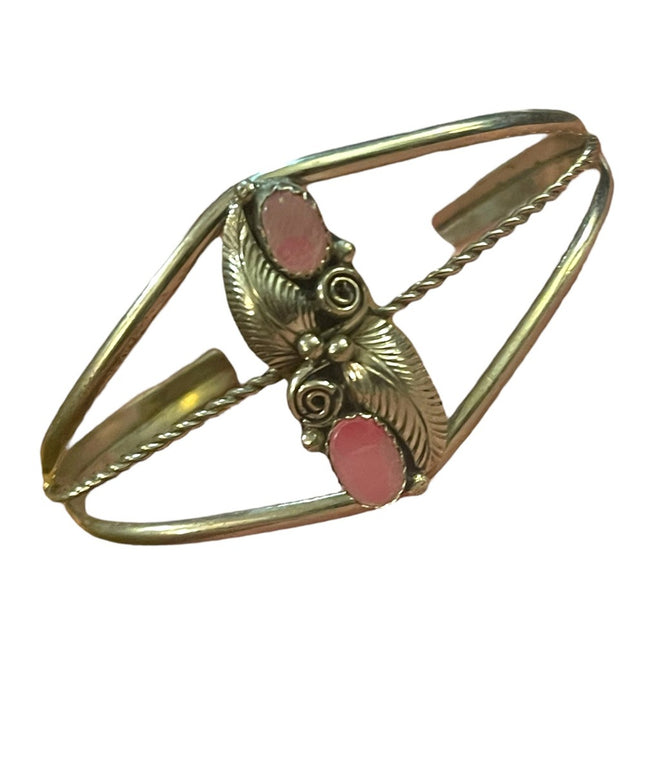 Vintage Native Southwestern Navajo MOP Pearl Bangle bracelet Silver