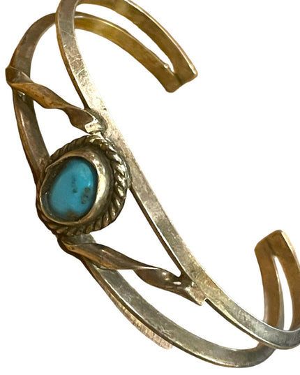 Vintage Silver Southwestern Turquoise hand made bangle bracelet