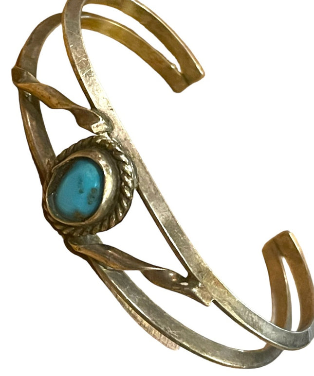 Vintage Silver Southwestern Turquoise hand made bangle bracelet