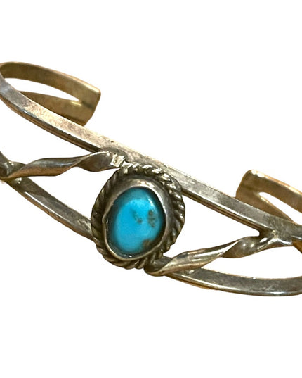 Vintage Silver Southwestern Turquoise hand made bangle bracelet
