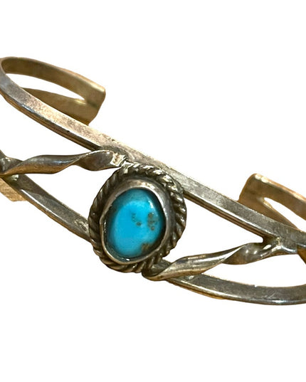 Vintage Silver Southwestern Turquoise hand made bangle bracelet