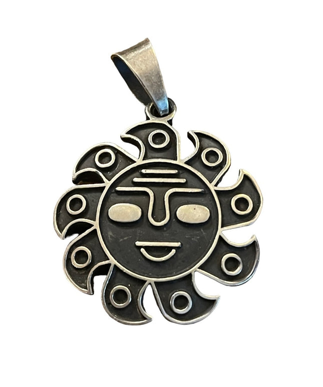Vintage La Cara Del Sol Sterling silver Mexico 925 Necklace pendant Hallmarked