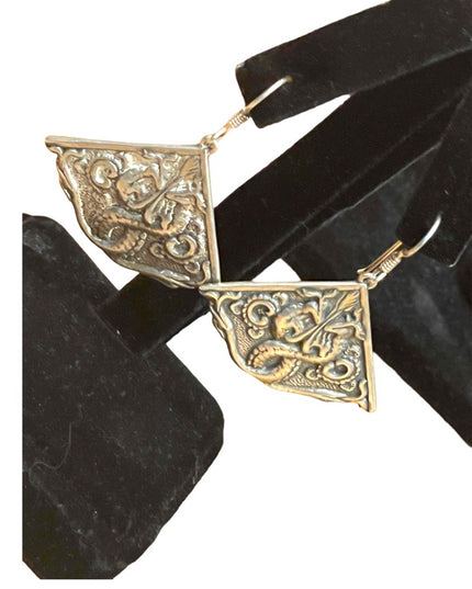 Vintage Sterling silver Double dragon Hallmarked Celtic dangle earring