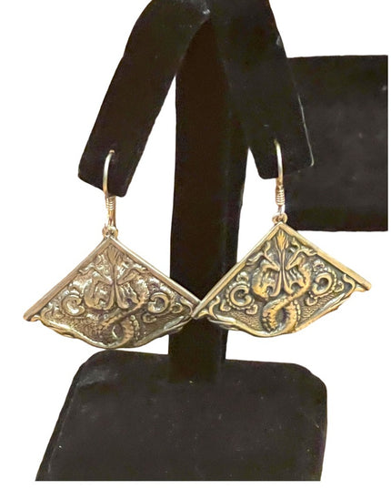 Vintage Sterling silver Double dragon Hallmarked Celtic dangle earring