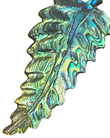 Antique Sterling silver C clip Abalone Large fancy feather brooch