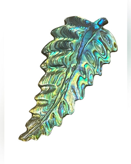 Antique Sterling silver C clip Abalone Large fancy feather brooch