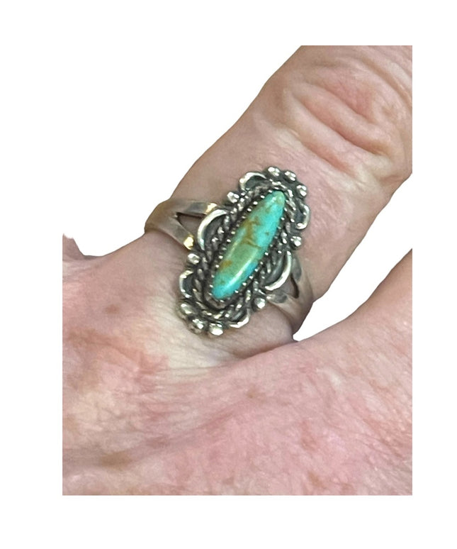 Vintage Sterling silver Bell Trading post Southwestern Turquoise  ring 925