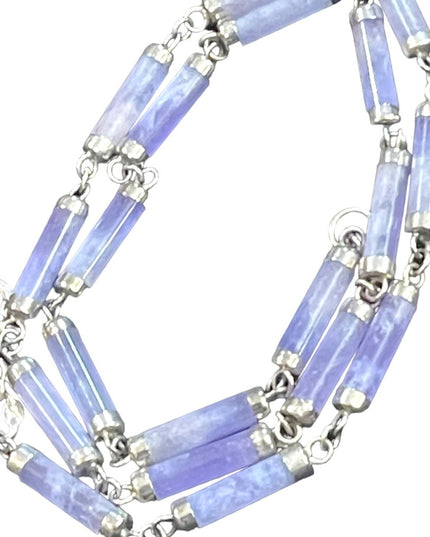 Lovely sterling silver 925 purple jade link necklace