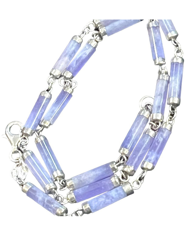 Lovely sterling silver 925 purple jade link necklace