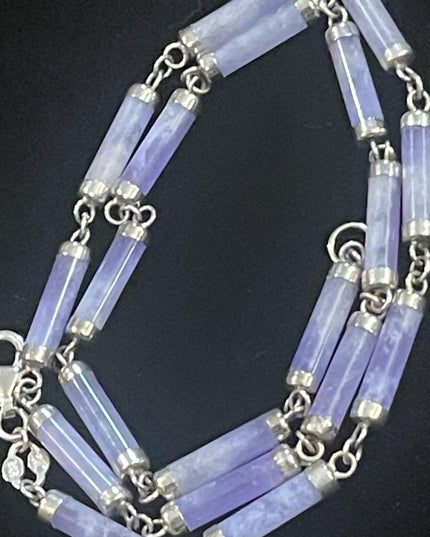Lovely sterling silver 925 purple jade link necklace