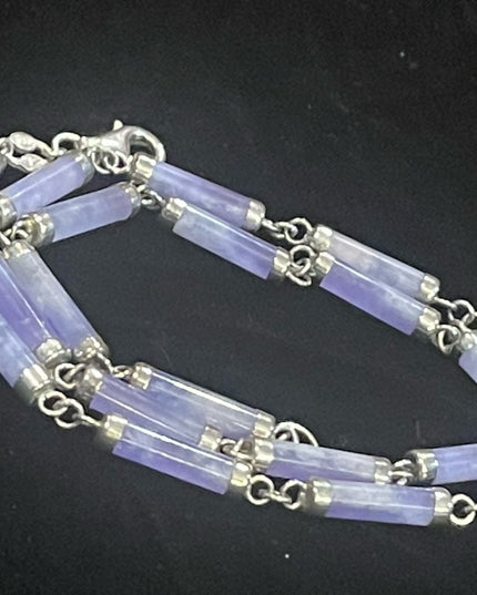 Lovely sterling silver 925 purple jade link necklace