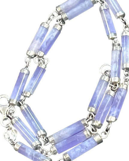 Lovely sterling silver 925 purple jade link necklace